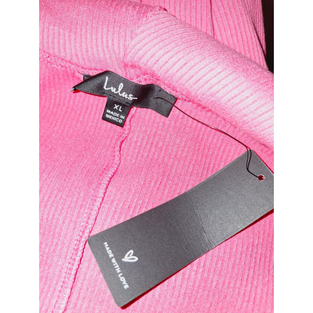 Lulus Pink Off-the-Shoulder sz XL ribbed diva princess wedding Midi Dress - Picture 8 of 9